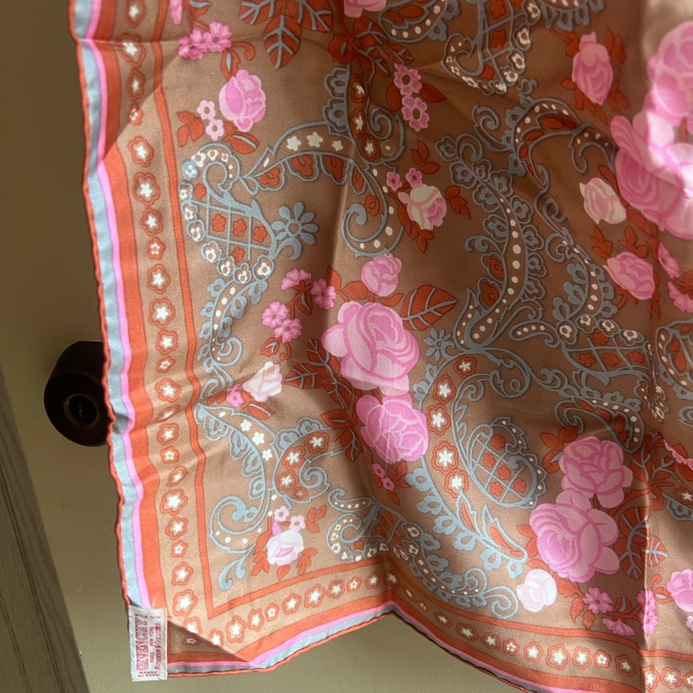 Givenchy Silk Pink and Brown Floral Scarf - Picture 6 of 9